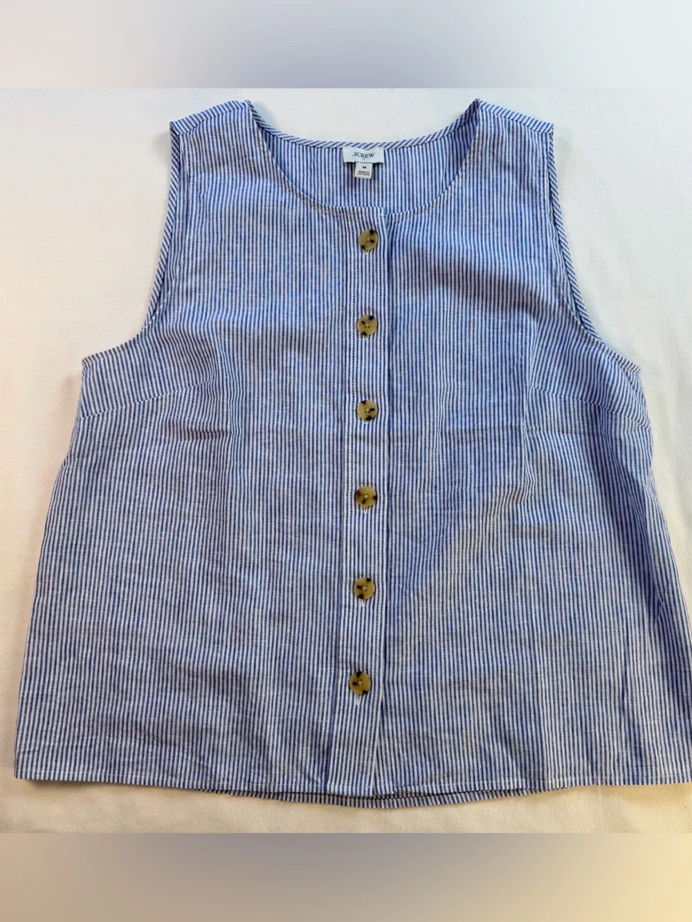 J Crew Sleeveless Button Front Linen Blend Top Medium NWOT